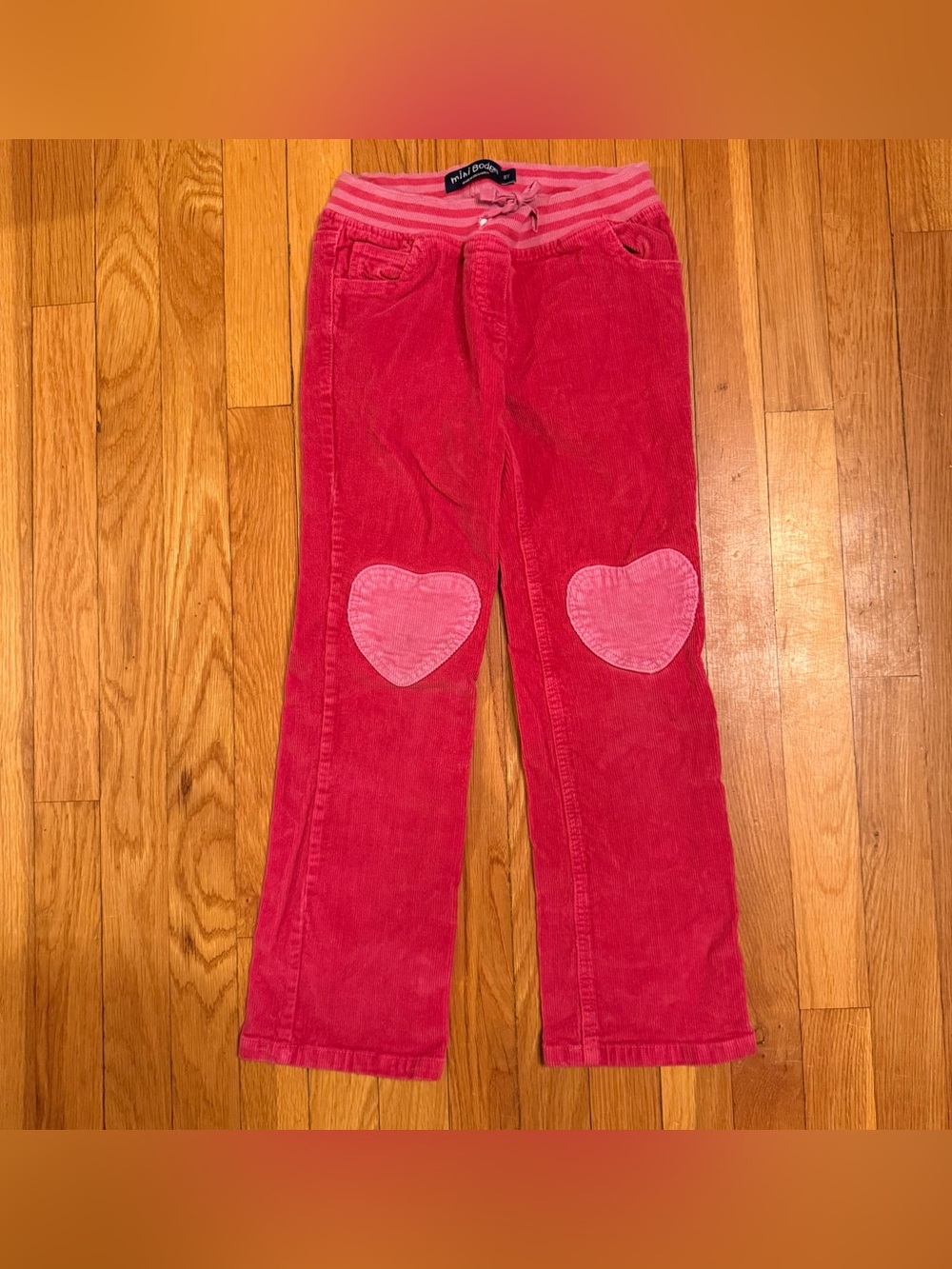 Mini Biden girls corduroy pants with heart knee appliqué - size 8